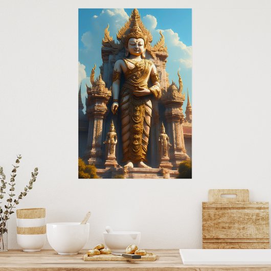 Gouden Thaise Tempelbewaker Poster (Keuken)