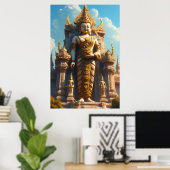 Gouden Thaise Tempelbewaker Poster (Thuiskantoor)