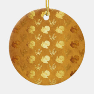 Gouden Thanksgiving met Turkije Keramisch Ornament