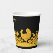 Gouden Thanksgiving Turkije Bloemen Papier Cups Papieren Bekers (Achterkant)