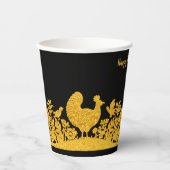 Gouden Thanksgiving Turkije Bloemen Papier Cups Papieren Bekers (Voorkant)
