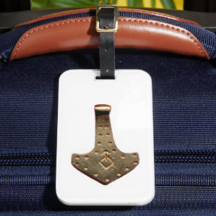 Gouden Thor Hamer witte bagagelabel