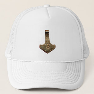 Gouden Thor Hamer witte hoed Trucker Pet