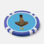 Gouden Thor Hammer blauw 10 gestreepte pokerchip (Enkel)