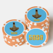 Gouden Thor Hammer blauw sinaasappel 5K gestreepte Poker Chips (Opstapeling)