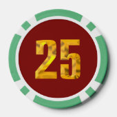 Gouden Thor Hammer rood groen 25 gestreepte pokerc Poker Chips (Achterkant)