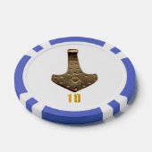 Gouden Thor Hammer wit blauw 10 gestreepte poker c Chips (Enkel)
