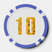 Gouden Thor Hammer wit blauw 10 gestreepte poker c Chips (Achterkant)