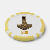 Gouden Thor Hammer wit geel 500 streep poker chip (Enkel)
