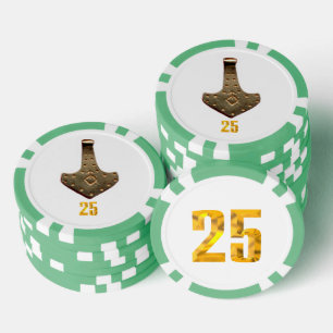 Gouden Thor Hammer wit groen 25 gestreepte pokerch Poker Chips
