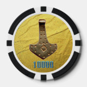 Gouden Thor Hammer witte blkb 10K gestreepte poker Poker Chips (Voorkant)