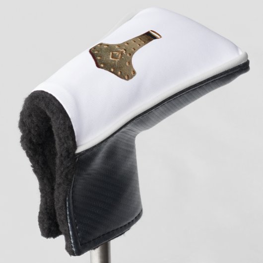 Gouden Thor Hammer witte golfclub putter cover (3/4 voorkant)