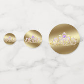 Gouden Tiara en Lila Paarse Glitter Confetti (Achterkanten)