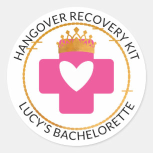 Gouden Tiara Roze Bruidsfeest Hersteltijd Kit Ronde Sticker