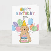 Gouden Tibetaanse Terriër Hond Verjaardagsfeest Kaart (Voorkant)