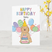 Gouden Tibetaanse Terriër Hond Verjaardagsfeest Kaart (Gele Bloem)