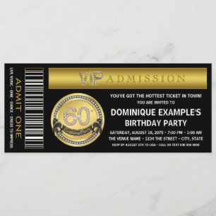 Gouden Ticket 60ste Verjaardagsfeest Kaart