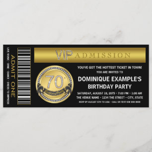 Gouden Ticket 70ste Verjaardagsfeestje Kaart