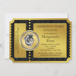 Gouden Ticket Goud Maskerade Feest Kaart