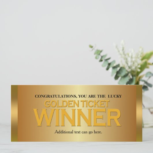 GOUDEN TICKET WINNAAR Verjaardagsfeest Uitnodiging (Staand voorkant)