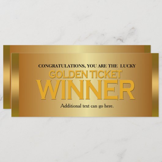 GOUDEN TICKET WINNAAR Verjaardagsfeest Uitnodiging (Voorkant / Achterkant)