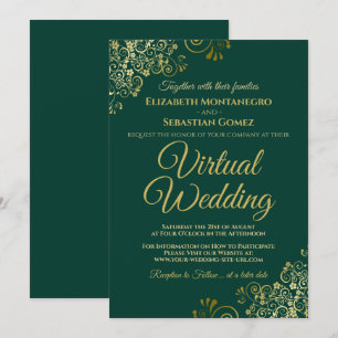 Gouden Tiers Emerald Groen Elegant Virtueel Huweli Kaart