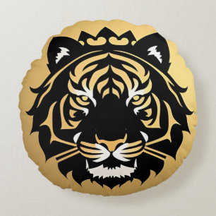 Gouden Tijger Crest Embleem Rond Kussen