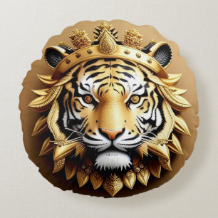 Gouden Tijger Crest Embleem Rond Kussen