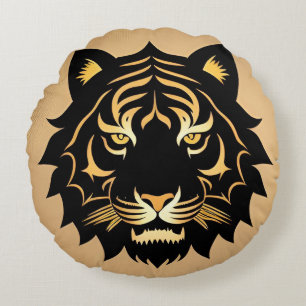 Gouden Tijger Crest Embleem Rond Kussen