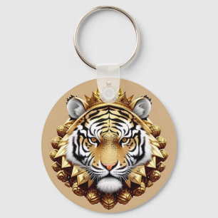Gouden Tijger Crest Embleem Sleutelhanger
