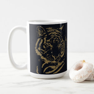 Gouden tijger zwart ontwerp koffiemok