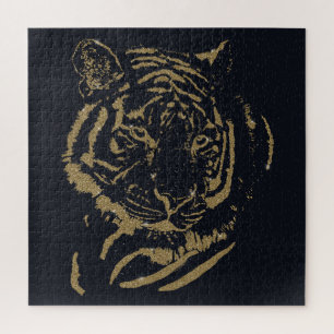 Gouden tijger zwart ontwerp legpuzzel