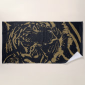 Gouden tijger zwart ontwerp strandlaken (Voorkant)