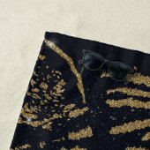 Gouden tijger zwart ontwerp strandlaken (In situ)