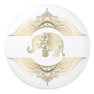 Gouden tinten Leuke olifant & kant Keramische Knop