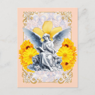 Gouden Toewijding - Zonnebloem Engel Briefkaart