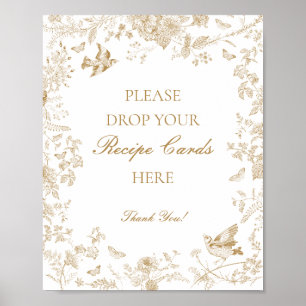 Gouden Toile De Jouy Bloemen Deel een Recept Bruid Poster