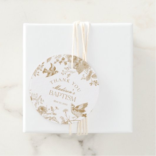 Gouden Toile De Jouy Bloemendoop Bedankjes Labels (In situ)
