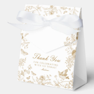 Gouden Toile De Jouy Bloemige Dessert Favor Dozen Bedankdoosjes
