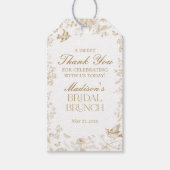 Gouden Toile De Jouy Bloemrijke Bruidsbrunch Favor Cadeaulabel (Voorkant)