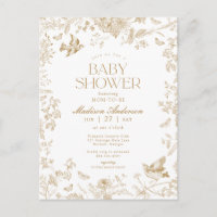 Gouden Toile De Jouy Franse Bloemen Baby shower