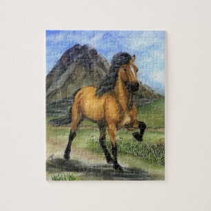 Gouden Tolt Buckskin IJslands paard en berg Legpuzzel