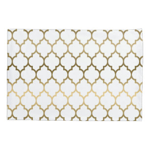 Gouden Tonen Quatrefoil Geometrisch patroon Kussensloop