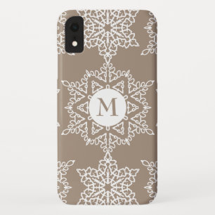 Gouden Toon Sneeuwvlokken Kerstmis Monogram iPhone XR Hoesje