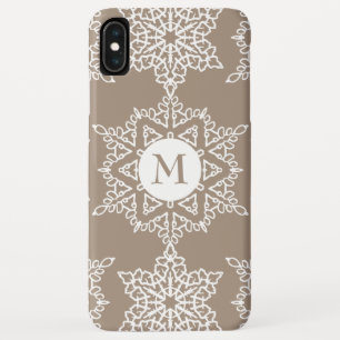 Gouden Toon Sneeuwvlokken Kerstmis Monogram iPhone XS Max Hoesje