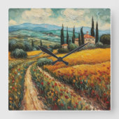 Gouden Toscane Dromen Vierkante Klok (Voorkant)