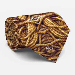 Gouden Touw Textuur Nautische Custom Monogram Stropdas