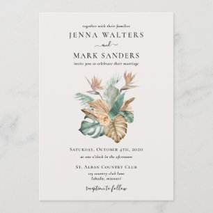 Gouden tropen bruiloft kaart