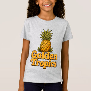 Gouden Tropen Retro Ananas Grafiek T-shirt