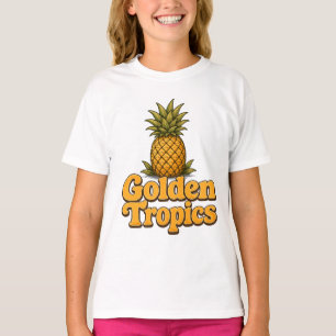 Gouden Tropen Retro Ananas Grafiek T-shirt